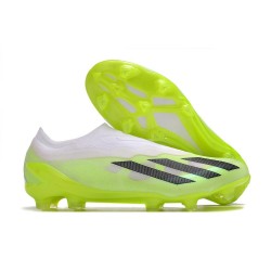 Crampon adidas X Crazyfast.1 FG Laceless Crazyrush - Blanc Noir Lucid Lemon
