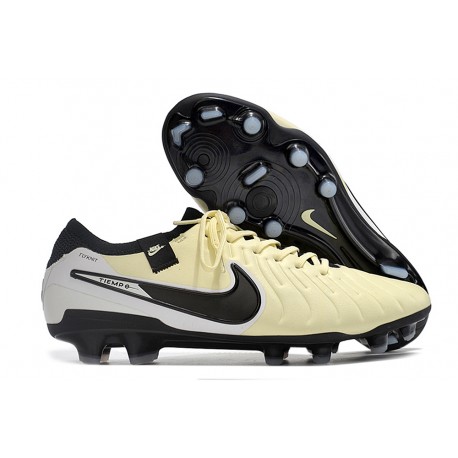 Crampon de Foot Nike Tiempo Legend X Elite FG Beige Noir