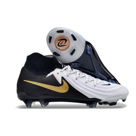 Chaussure Nike Phantom Luna 2 Elite FG Blanc Noir Pièce Dor Métallique