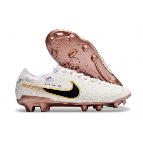 Crampon de Foot Nike Tiempo Legend X Elite FG Blanc Or Noir