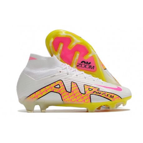 Nike Zoom Mercurial Superfly IX Elite FG Neuf Blanc Rose Jaune