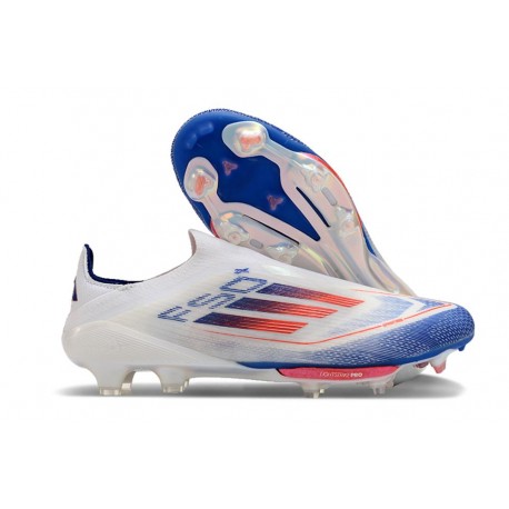 Chaussures de football adidas F50+ Sans Lacets FG Advancement - Blanc Rouge Bleu
