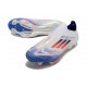 Chaussures de football adidas F50+ Sans Lacets FG Advancement - Blanc Rouge Bleu