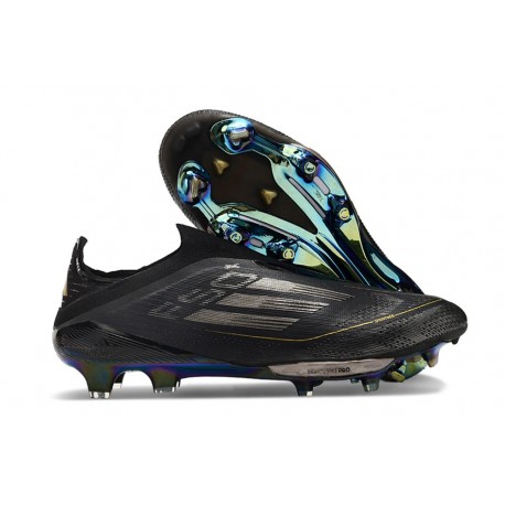 Chaussures de football adidas F50+ Sans Lacets FG Dark Spark - Noir Argenté Doré
