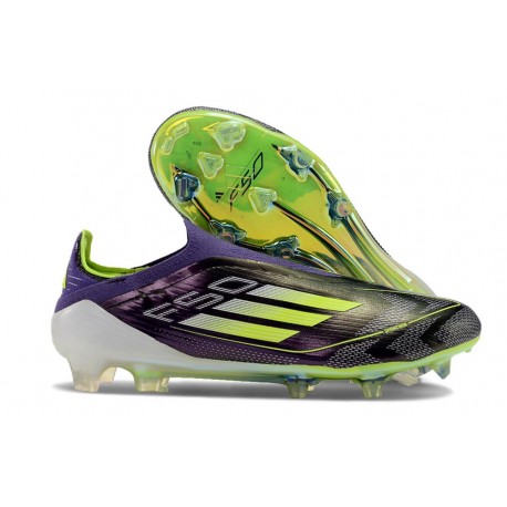 Adidas F50 Elite Sans Lacets FG Fast Reborn - Violet Blanc Lucid Lemon