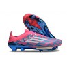 adidas Crampons de Foot F50+ Elite FG Bleu Solaire Blanc Ftwr Rose