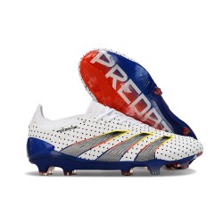 Crampon adidas Predator Elite FG Blanc Gris Bleu Noir