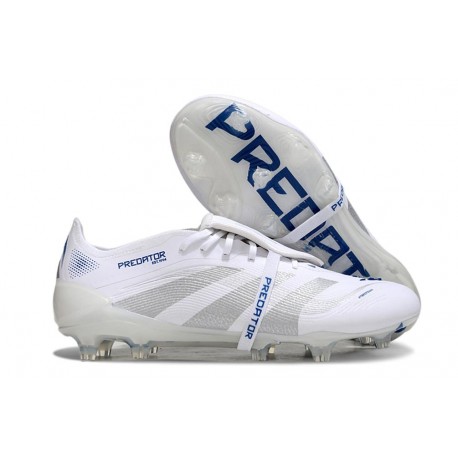 Adidas Predator 25 Elite Tongue FG Blanc Argent Métallique Royal Vif