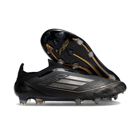 Adidas F50 Elite Sans Lacets FG Noir Argenté Doré