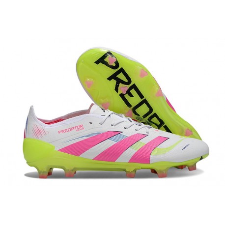 Chaussures adidas Predator Elite FG Blanc Rose Lucide Citron Lucide