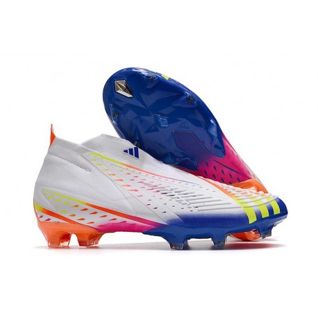 Crampon adidas PREDATOR EDGE+ FG Homme Blanc Jaune Solaire Bleu Power